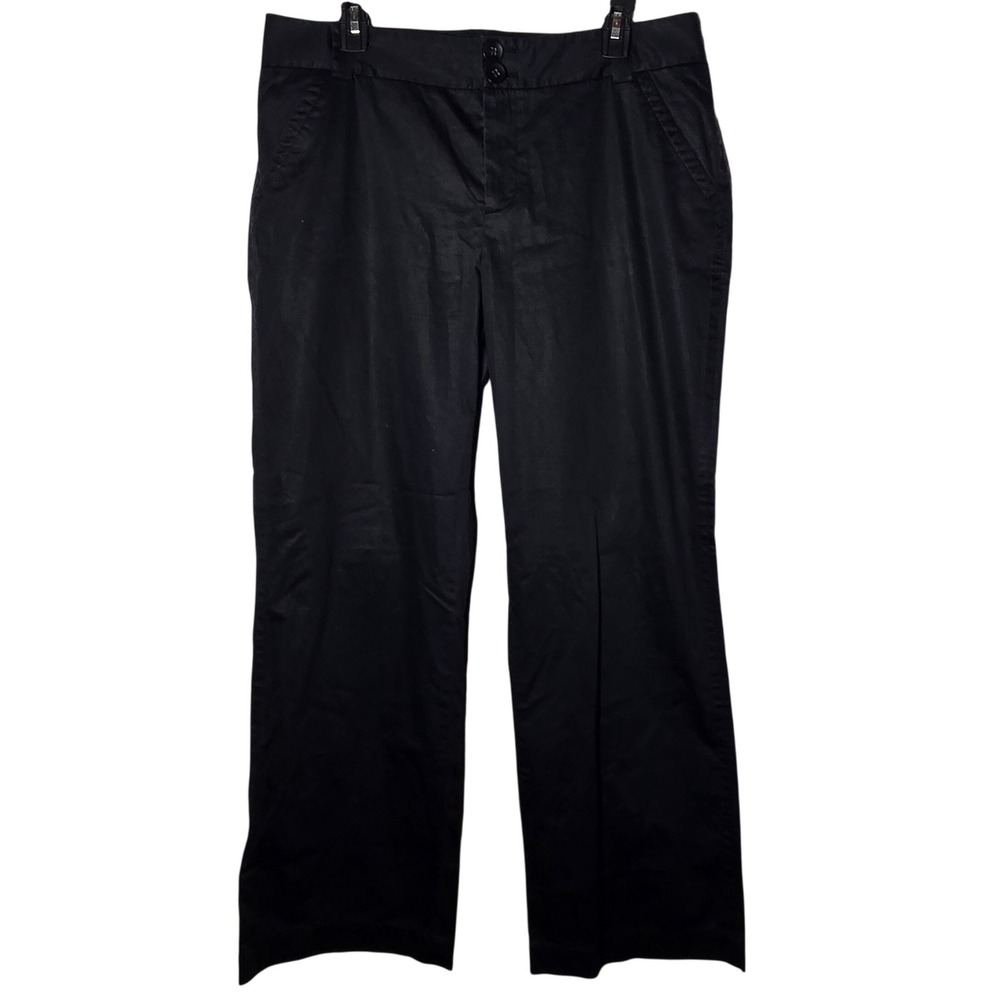 Eddie Bauer Womens Black Blakely Fit Straight Leg Pants 12 Office Neutral Preppy